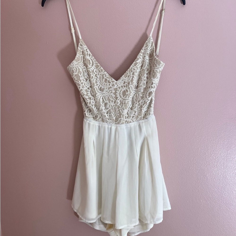 Cream and White Romper